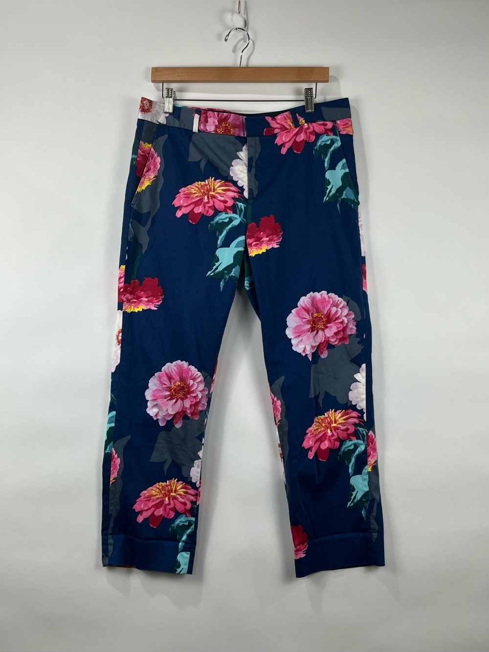 Banana Republic Avery Floral Crop Pants 98% Cotton Ankle Career Size 10